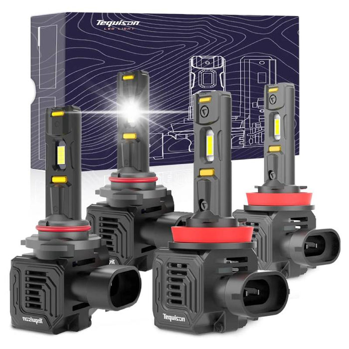 Tequison Q35 9005/H11 LED Bulbs - 50K LM 13K RPM Fan 4-Pack
