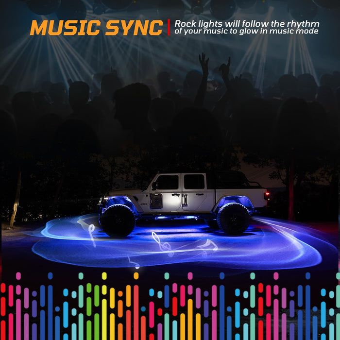 Tequison 12 Pods LED Rock Light - 16 Million Color Rock Lights for Trucks,APP & RF Controlled RGBW Underglow LED Kit, 180° Wide Beam Aluminum Pods, 20 Dynamic Modes with Music Sync, Waterproof for Jeep/UTV/ATV/RV