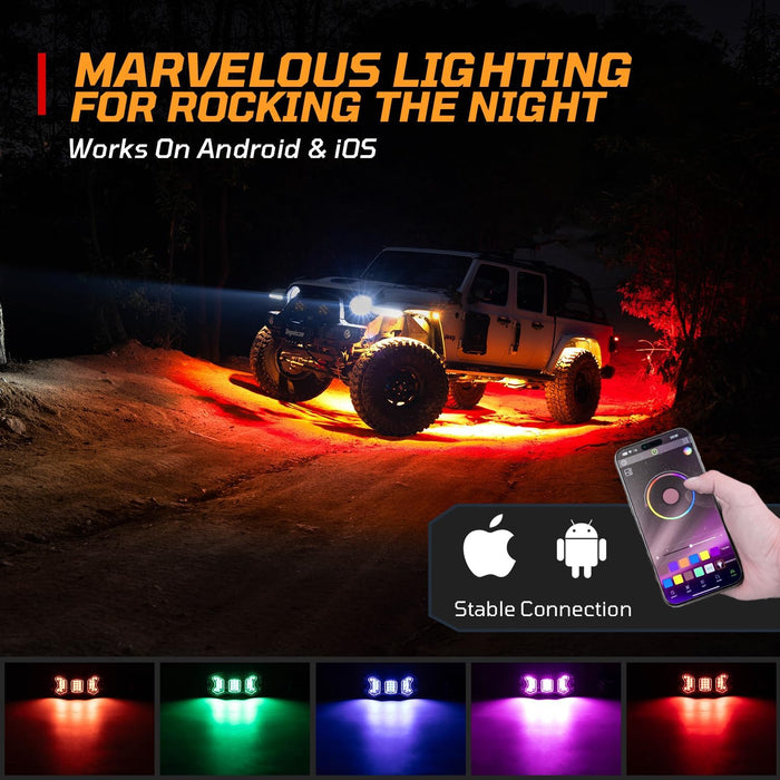 Tequison 12 Pods LED Rock Light - 16 Million Color Rock Lights for Trucks,APP & RF Controlled RGBW Underglow LED Kit, 180° Wide Beam Aluminum Pods, 20 Dynamic Modes with Music Sync, Waterproof for Jeep/UTV/ATV/RV