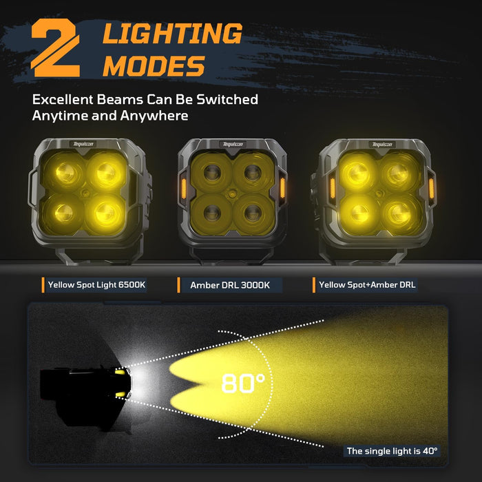 Tequison Sport version 40W/ 3 Inch Pod Light For A1-Series (Yellow Spot Beam)A SET