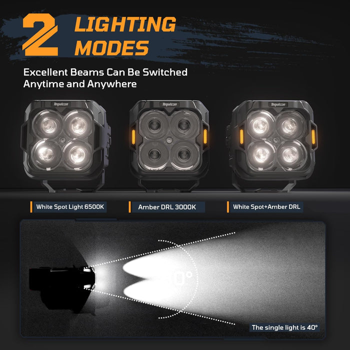 Tequison Pro version 50W/ 3 Inch Pod Light For A1-Series (White Spot Beam)A SET