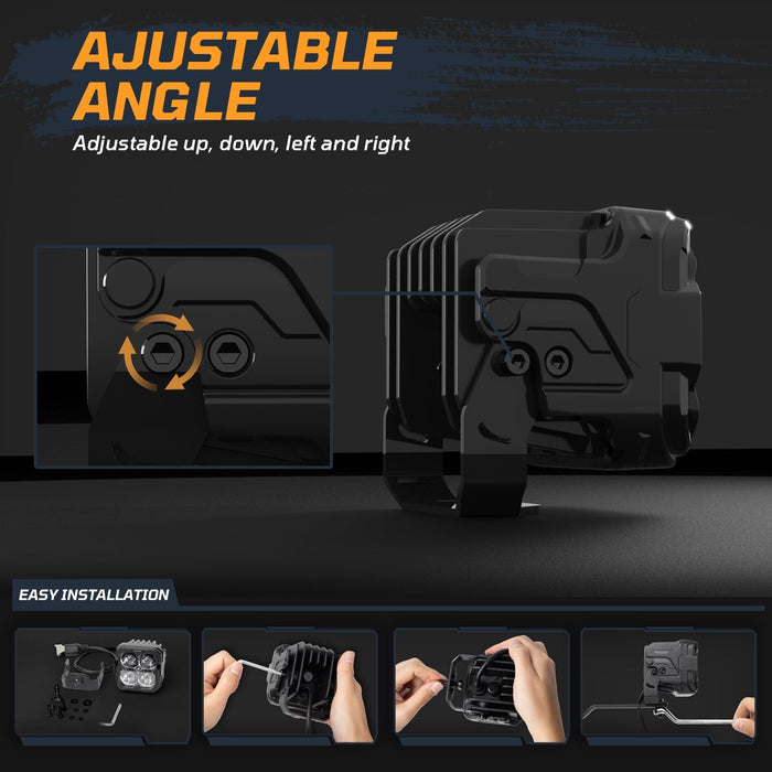 Tequison Pro version 50W/ 3 Inch Pod Light For A1-Series (White Spot Beam)A SET