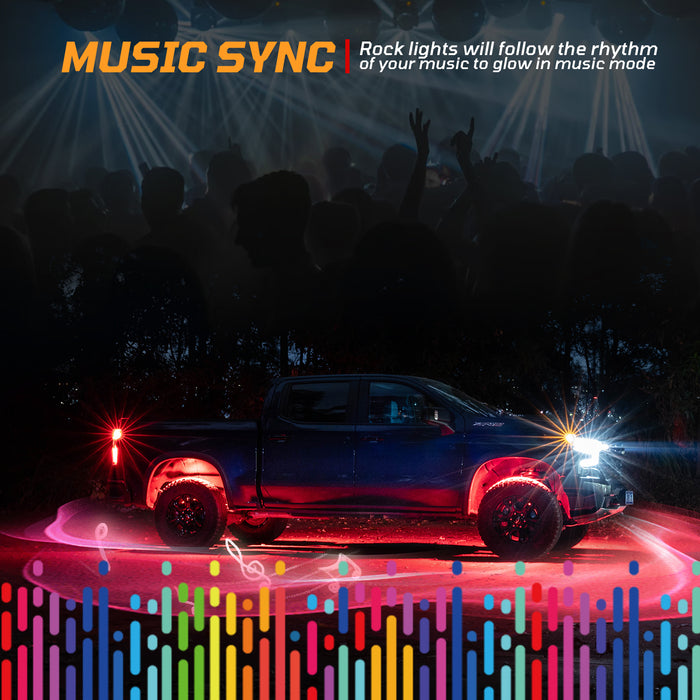 Tequison 8-Pods LED Rock Light -Off-road Accessories IP68 Waterproof 16 Million Color Rock Lights,APP & RF Controlled RGBW Underglow LED Kit, 180° Wide Beam Aluminum Pods, 20 Dynamic Modes with Music Sync, Waterproof for Jeep/UTV/ATV/RV