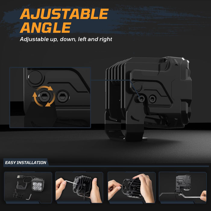 Tequison Sport version 40W/ 3 Inch Pod Light For A1-Series (Yellow Combo Beam)A SET