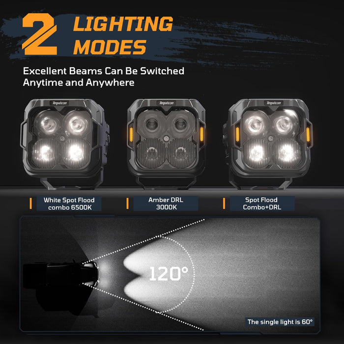Tequison Sport version 40W/ 3 Inch Pod Light For A1-Series (White Combo Beam)A SET