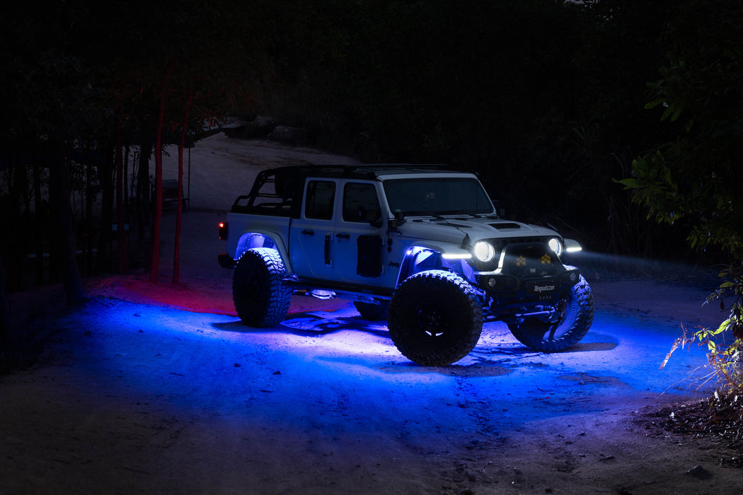 Tequison 8-Pods LED Rock Light -Off-road Accessories IP68 Waterproof 16 Million Color Rock Lights,APP & RF Controlled RGBW Underglow LED Kit, 180° Wide Beam Aluminum Pods, 20 Dynamic Modes with Music Sync, Waterproof for Jeep/UTV/ATV/RV