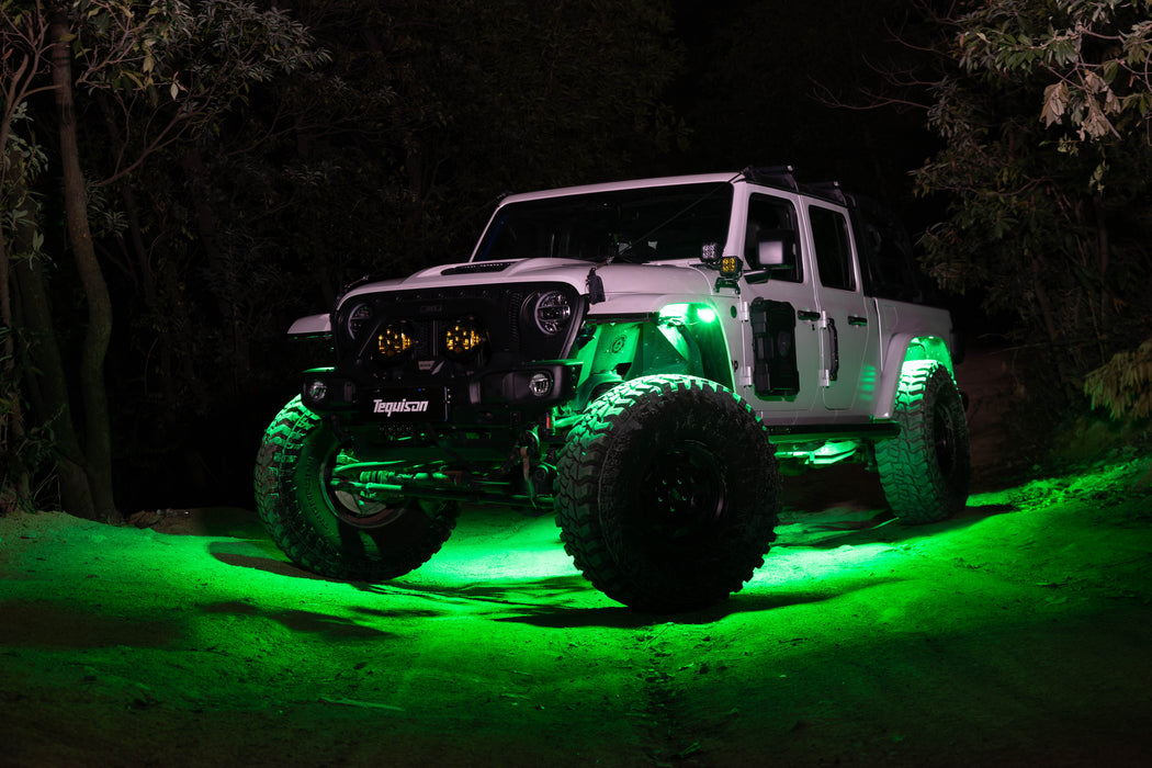 Tequison 8-Pods LED Rock Light -Off-road Accessories IP68 Waterproof 16 Million Color Rock Lights,APP & RF Controlled RGBW Underglow LED Kit, 180° Wide Beam Aluminum Pods, 20 Dynamic Modes with Music Sync, Waterproof for Jeep/UTV/ATV/RV