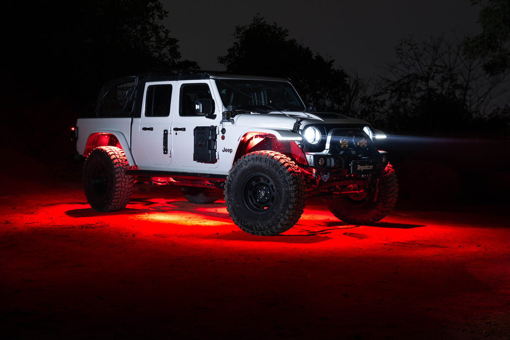 Tequison 8-Pods LED Rock Light -Off-road Accessories IP68 Waterproof 16 Million Color Rock Lights,APP & RF Controlled RGBW Underglow LED Kit, 180° Wide Beam Aluminum Pods, 20 Dynamic Modes with Music Sync, Waterproof for Jeep/UTV/ATV/RV