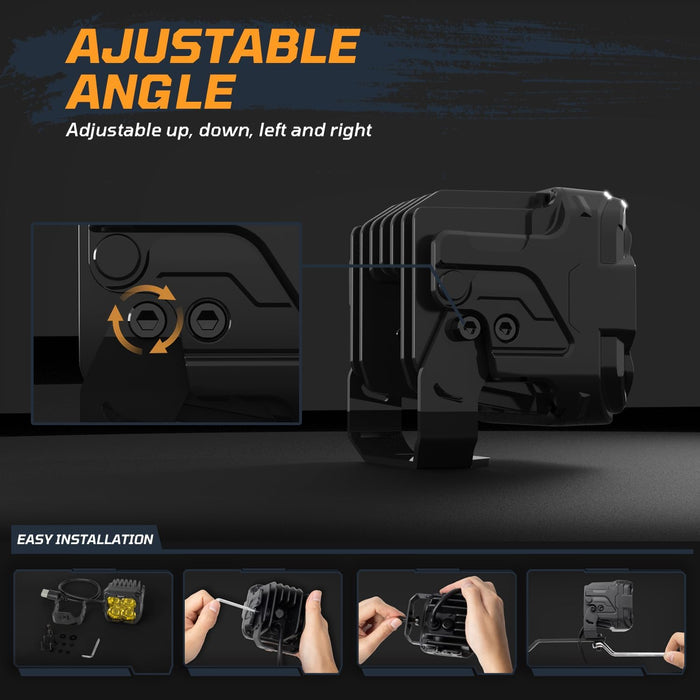 Tequison Sport version 40W/ 3 Inch Pod Light For A1-Series (Yellow Spot Beam)A SET