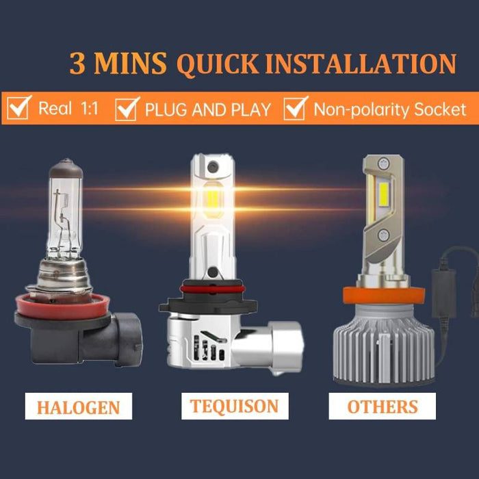 Tequison Q1 9006/HB4 LED Bulbs - 48K LM 6500K 2-Pack
